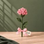 Pink crochet flower Pakistan – Blush Blossom handmade rose by Ayzalo
