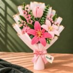 Blushing Pink handmade bouquet with pink lilies