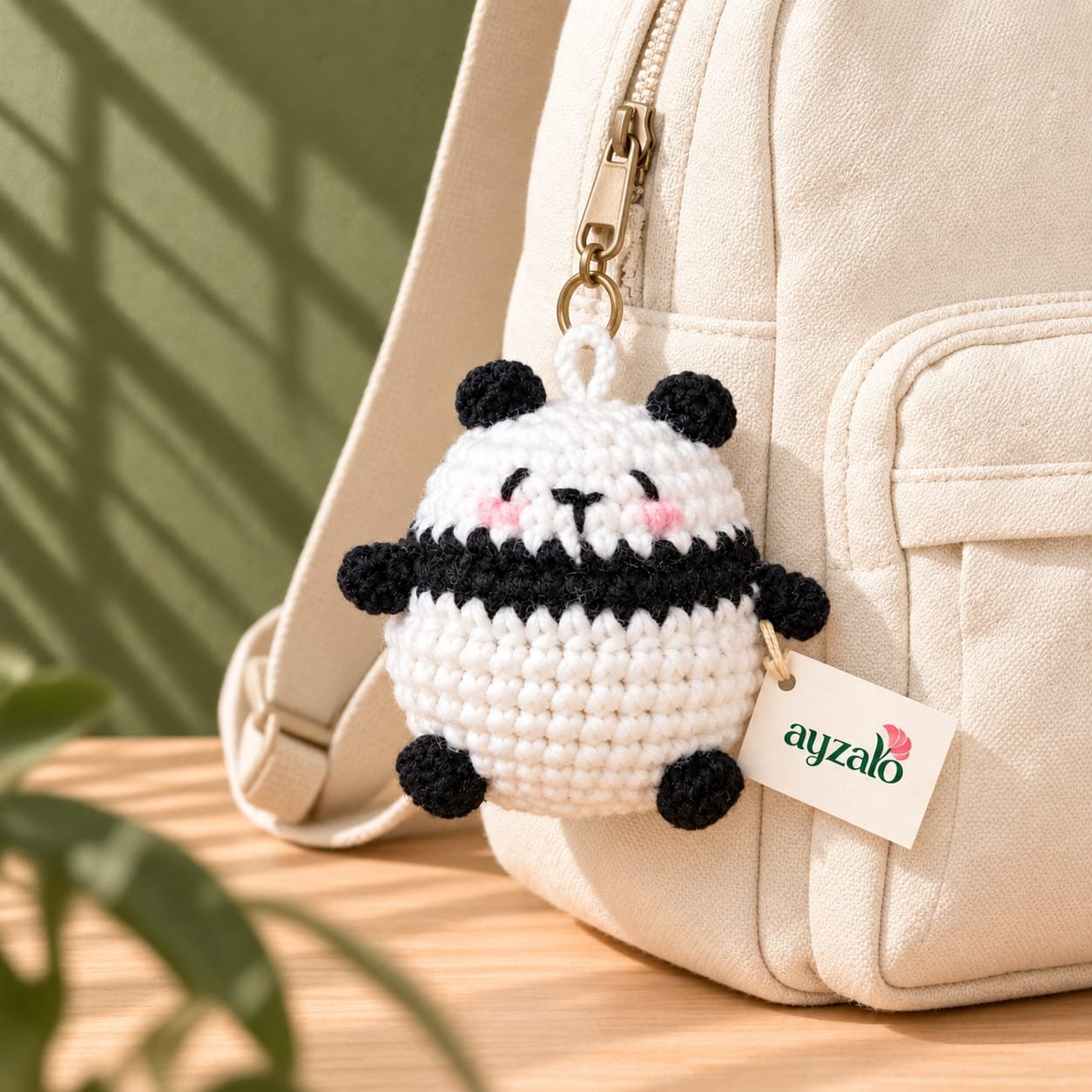 Ayzalo panda keychain on a bag