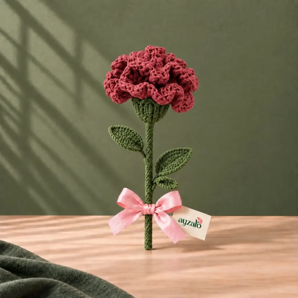 Rustic Rosewood dusty rose crochet flower by Ayzalo
