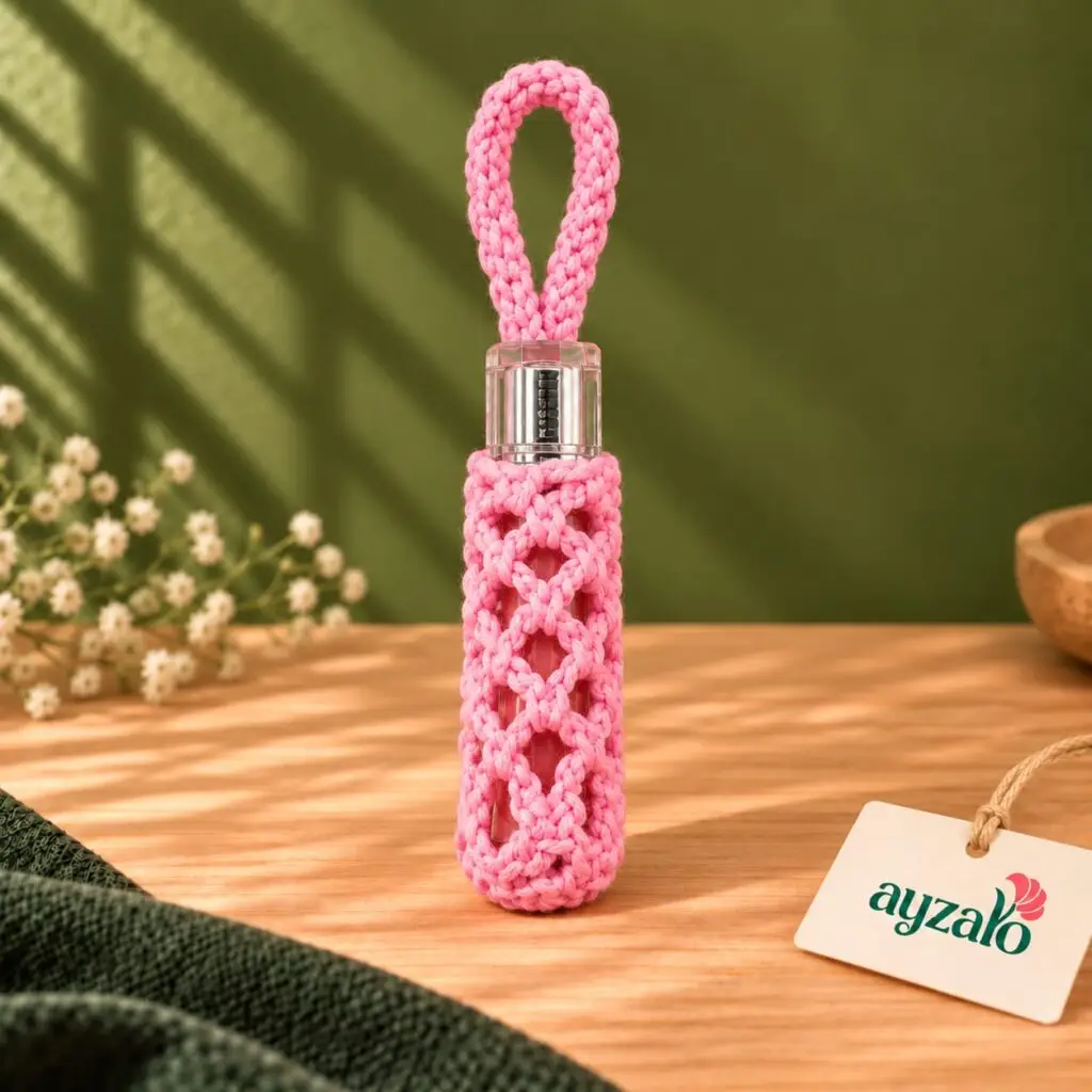 Crossstitch handmade crochet lip gloss holder by Ayzalo