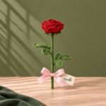 Scarlet Romance red handmade crochet rose by Ayzalo