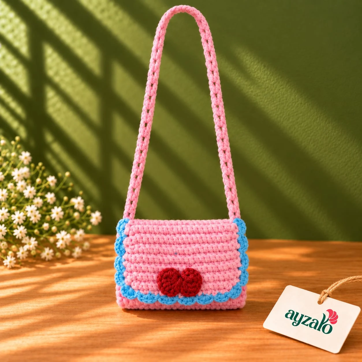 Berry Pop Mini Crochet Shoulder Bag Berry Pop pink mini crochet shoulder bag by Ayzalo in Pakistan