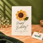 Ayzalo Bright Sunflower handmade crochet birthday card in Pakistan